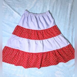 Handmade Floral Print and blue Women's Skirt size L stretches up to 21 in waist